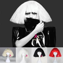 Lady gaga peruca preto loiro branco cabelo sintético cosplay peruca festa de halloween traje perucas + peruca boné 2024 - compre barato