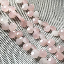 Pedra natural facetado gota de água forma solta grânulos rosa quartzs cristal cordão para fazer jóias diy pulseira colar 2024 - compre barato