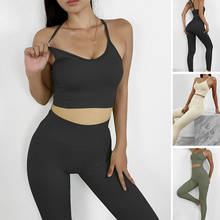 Sexy Seamless Running Yoga Set Sport Suit Women Sport Clothing Fitness Leggings Sling Bra Gym Workout Set Tracksuit Activewear 2024 - buy cheap