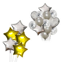 Золотистые и Серебристые фольгированные воздушные шары со звездами, подставка для детского дня рождения, свадебные украшения для невесты, товары для девичвечерние и Рождества 2024 - купить недорого