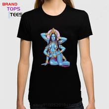 Camiseta feminina deusa da morte, camiseta da moda indiana, deus da morte, kali, ma, shiva, deusa do caveira 2024 - compre barato