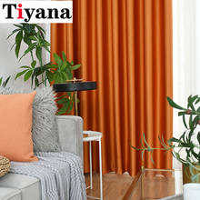 JK243Z-cortinas opacas para sala de estar, color azul y liso, color naranja, para dormitorio, tratamiento de ventanas 2024 - compra barato