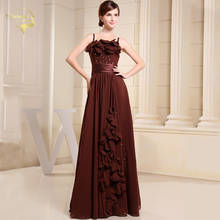 Abendkleider brown vestidos de dama de honra cintas de espaguete feminino graduação vestido longo do vintage festa de formatura robe longue soiree 2024 - compre barato