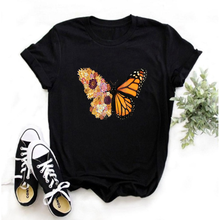LINNA Butterfly Flower Printed T-shirt Ladies Summer Clothes Top Vogue O Neck Printed T-shirt 2024 - buy cheap