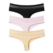 Tanga de algodón sin costuras para mujer, ropa interior Sexy, suave, cómoda, hueca, lencería íntima, # F 2024 - compra barato