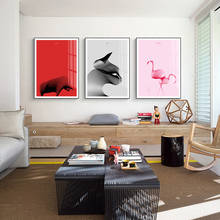 Nordic Abstract Animal Leopard Flamingo Black White Red Pink Line Posters Prints Wall Art Canvas Painting Living Room Home Decor 2024 - buy cheap