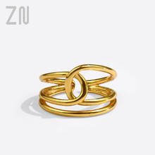 ZN Europe and America Trendy Geometric Lines Ring Vintage Fashion Jewelry Gifts Creative Twisted Line Finger Rings for Women 2024 - buy cheap