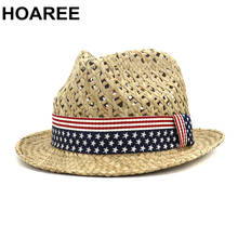 Sombreros de paja para hombre y mujer, sombrero de Sol de paja, Jazz Trilby, Porkpie, británico, cinco estrellas, playa, vacaciones, Playa 2024 - compra barato