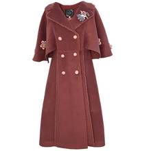 Outono inverno vintage bordado casaco de lã casaco feminino duplo breasted doce princess 2024 - compre barato