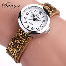 Casual Women Luxury Crystal Leather Bracelet Quartz Wristwatch Rhinestone Watches Ladies Analog Relogio Feminino Fahsion Clock 2024 - buy cheap