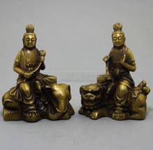 Estatua de cobre exquisita artesanía antigua retro, venta al por mayor de cobre puro, bronce, latón, Bodhisattva, adornos de Manjusri/par 2024 - compra barato