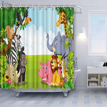 Vixm-cortina de ducha con temática Safari para niños, decoración para cuarto de niños, arte de dibujos animados, baño de tela 2024 - compra barato