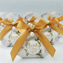 Caja de dulces portátil con (perlas de imitación + cintas doradas), caja de regalo romántica, suministros de fiesta de boda, caja de flores, novedad 2024 - compra barato