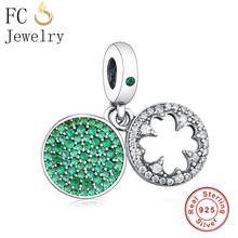 FC Jewelry Fit Original Brand Charm Bracelet Genuine 925 Sterling Silver Four Leaf Green Natural Zirconia Bead Making Berloque 2024 - buy cheap