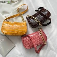 Bolso pequeño de piel sintética con diseño de cocodrilo para mujer, Cartera de hombro con cadena de Color puro, a la moda, informal 2024 - compra barato