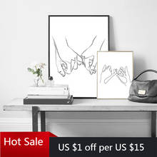 Pinky Swear Promise Art Canvas Painting Posters Prints Fingers Line Drawing Black White Minimalist Wall Decor Picture Room Decor 2024 - buy cheap