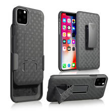 Woven 2 in 1 Hybrid Hard Shell Holster Combo Case With Kickstand & Belt Clip For iPhone 11 6.1" 2019 2024 - buy cheap