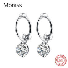 Modian aro-pendientes de plata de primera ley y Circonia cúbica para mujer, aretes, plata esterlina 100%, Circonia cúbica, zirconia, circonita, zirconita, zirconita, forma redonda, estilo clásico, compromiso, boda, joyería fina, 925 2024 - compra barato