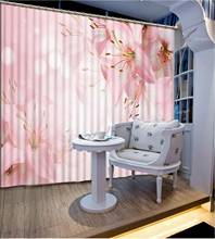 Custom Fashionable pink flowers Luxury Blackout 3D Window Curtains For Living Room wedding room curtains Blackout curtain 2024 - buy cheap
