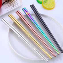 Palillos chinos de acero inoxidable, palillos coloridos reutilizables antideslizantes para comida Hashi, Sushi, vajilla de cocina también, 1 par 2024 - compra barato