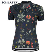 Camisa feminina preta para ciclismo, manga curta para verão, roupa de bicicleta com flores, camisa para ciclismo, roupas para bicicleta schlafly 2024 - compre barato