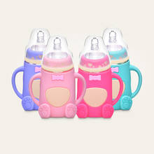 Biberón con asa para niños, botella de vidrio anticaída, boca suave, productos para el cuidado de la madre y el niño 2024 - compra barato
