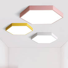 hexagon LED ceiling light for bed room living room Modern yellow white ceiling lamps kitchen fixtures nordic black pink lighting 2024 - buy cheap