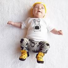 2020 verão roupas do bebê menino padrão dos desenhos animados manga curta + calças 2 pçs terno recém-nascido roupas da menina do bebê conjunto 2024 - compre barato