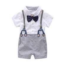 Conjunto de roupas para bebê recém-nascido, rmper, casamento, aniversário, meninos, camisa, macacão, bebê masculino, roupa de cavalheiro 2024 - compre barato