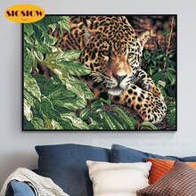 Mosaico de diamantes 5D DIY, bordado de diamantes de imitación, animales, 3D, cuadros de diamantes, leopardo, conjunto completo de punto de cruz, decoración para la habitación del hogar 2024 - compra barato