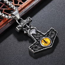 Vintage Viking Thor's Hammer Nordic Warrior Necklace Mens Stainless Steel Celtics Knot Demon Eye Pendant Chain Wholesale 2024 - buy cheap