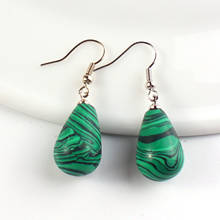 FYJS Unique Silver Plated Summer Style Water Drop Malachite Stone Earrings Modern Accessories 2024 - buy cheap