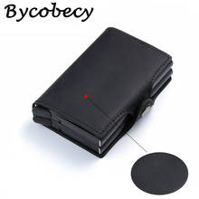 Bycobecy Crazy Horse Genuine Leather Business Credit Card Holder Men Wallet Money Bag RFID Wallet Mini Double Box ID Card Holder 2024 - buy cheap