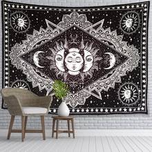 Black Trippy Tapestry Mandala Wall Hanging Sun And Moon Stars Tarot Psychedelic Tapiz Hippie Home Decoration Gobelin Wall Cloth 2024 - buy cheap