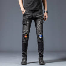 Men Jeans Denim Trousers Biker High Quality Male Casual Designer Ripped Comfortable Advanced Tactical Many Multi-Pocket Black 2024 - buy cheap