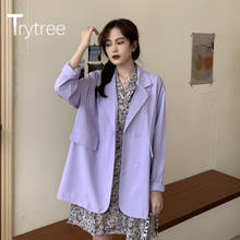 Trytree 2020 весенний женский повседневный костюм, пальто с вырезами, однотонный, 6 цветов, модный однобортный свободный универсальный стиль, костюм, пальто, топы 2024 - купить недорого