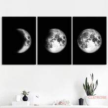 Póster de arte espacial galaxia fase lunar, lienzo nórdico blanco y negro, Impresión de pared, pintura minimalista, decoración moderna para habitación del hogar 2024 - compra barato