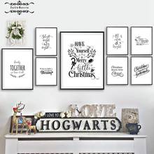 Carteles e impresiones de citas navideñas cuadro sobre lienzo para pared moderno en blanco y negro, imágenes para regalos de Navidad, decoración para el hogar de vacaciones 2024 - compra barato