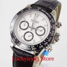 PARNIS High Quality Quartz Battery Men Watch Chronograph Function Black Leather Band 2024 - buy cheap