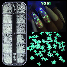 Luminous Butterfly Nail Decoration 12 Grids Mixed Heart-shaped Five-pointed Star Nail Sequins DIY Manicure Charm Tips 2024 - buy cheap