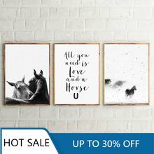 Wall Art Canvas Painting Posters Prints Wall Decor Nordic Style Black White Animals Run Horses Modular Aesthetic Home Decoration 2024 - buy cheap