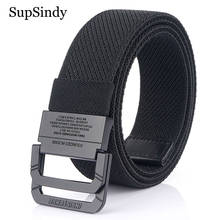 SupSindy Men Stretch nylon belt Metal double ring buckle Belts for women waistband fashion jeans belt elastic outdoor male strap 2024 - buy cheap