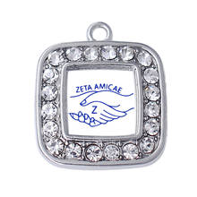 Transparente claro espelho de metal zeta amicae sociedade logotipo adesivo charme strass jóias pingente diy 2024 - compre barato