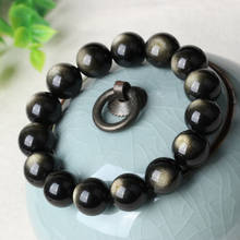 Obsidiana dorada Natural 8-16MM pulsera de perlas de jade joyería de moda encanto accesorios tallada a mano, amuleto de la suerte, regalo para las mujeres 2024 - compra barato