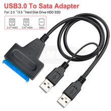 Переходник с USB на Sata, адаптер с поддержкой Sata USB 3,0 2,5 или 3,5 дюйма, внешний SSD HDD, жесткий диск, двойной USB Sata кабель, кабель Sata 2024 - купить недорого