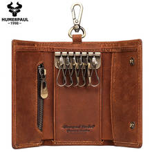 Crazy Horse Leather Vintage Key Wallet Small Keychain Covers Zipper Car Key Case Bag Men Key Holder Housekeeper Keys Organizer 2024 - buy cheap
