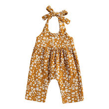 New Baby Girls Rompers Flowers Print Sleeveless Belt Long Trousers Jumpsuits 0-24M 2024 - buy cheap