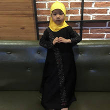 Crianças vestidos kaftan turquia abaya dubai árabe muçulmano vestido menina moslima elbise hijab turco roupas islâmicas 2024 - compre barato