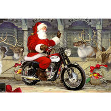 Kit de pintura de diamantes 5D DIY para niños, bordado de mosaico de diamantes de imitación cuadrados y redondos, regalo de Navidad, Santa Claus, motocicleta 2024 - compra barato