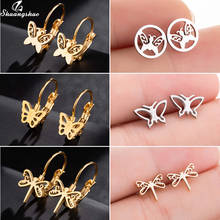 Shuangshuo-pendientes de mariposa de Minnie para mujer y niña, aretes pequeños de mariposa de Origami, joyas, regalos de cumpleaños 2024 - compra barato